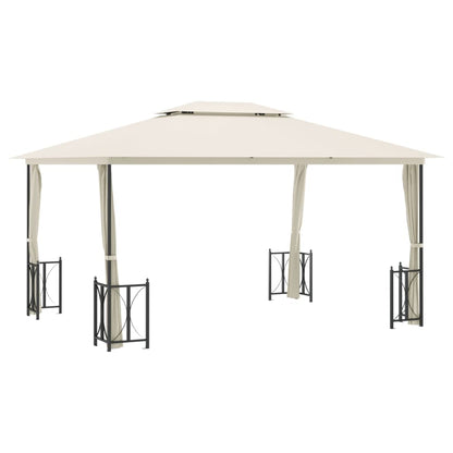 Pavillon mit Seitenwänden & Doppeldach 3x4 m Creme - Pazzar.ch