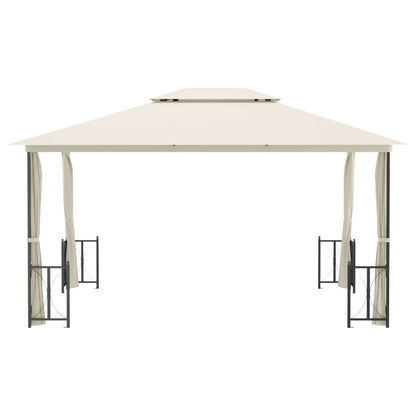 Pavillon mit Seitenwänden & Doppeldach 3x4 m Creme - Pazzar.ch