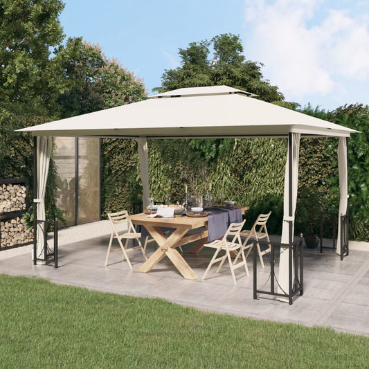 Pavillon mit Seitenwänden & Doppeldach 3x4 m Creme - Pazzar.ch