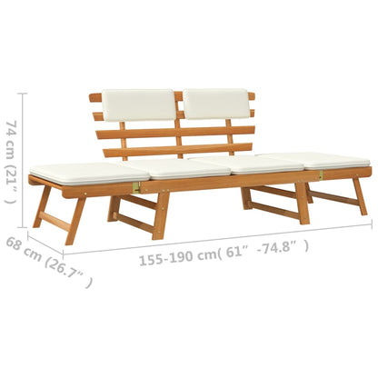 Gartenbank mit Kissen 2-in-1 190 cm Massivholz Akazie - Pazzar.ch