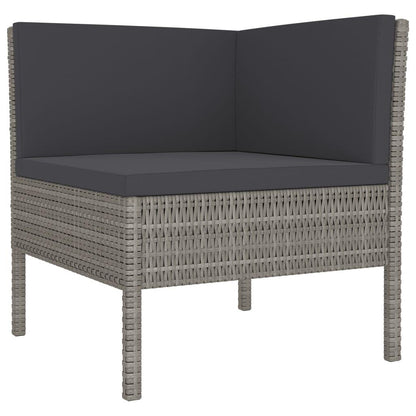 5-tlg. Garten-Lounge-Set mit Auflagen Poly Rattan Grau - Pazzar.ch