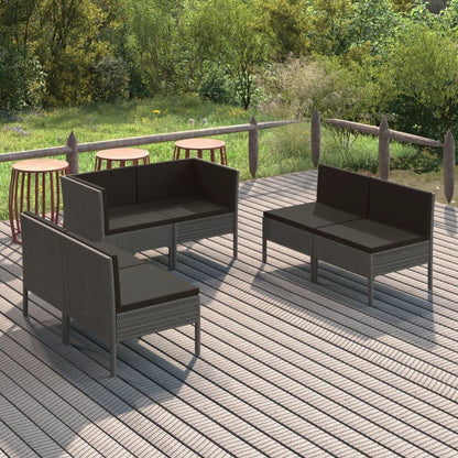 6-tlg. Garten-Lounge-Set mit Auflagen Poly Rattan Grau - Pazzar.ch