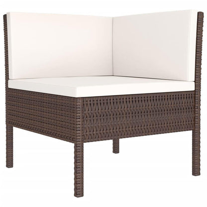 5-tlg. Garten-Lounge-Set mit Auflagen Poly Rattan Braun - Pazzar.ch