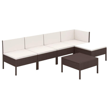 6-tlg. Garten-Lounge-Set mit Auflagen Poly Rattan Braun - Pazzar.ch