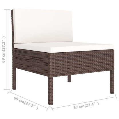 6-tlg. Garten-Lounge-Set mit Auflagen Poly Rattan Braun - Pazzar.ch