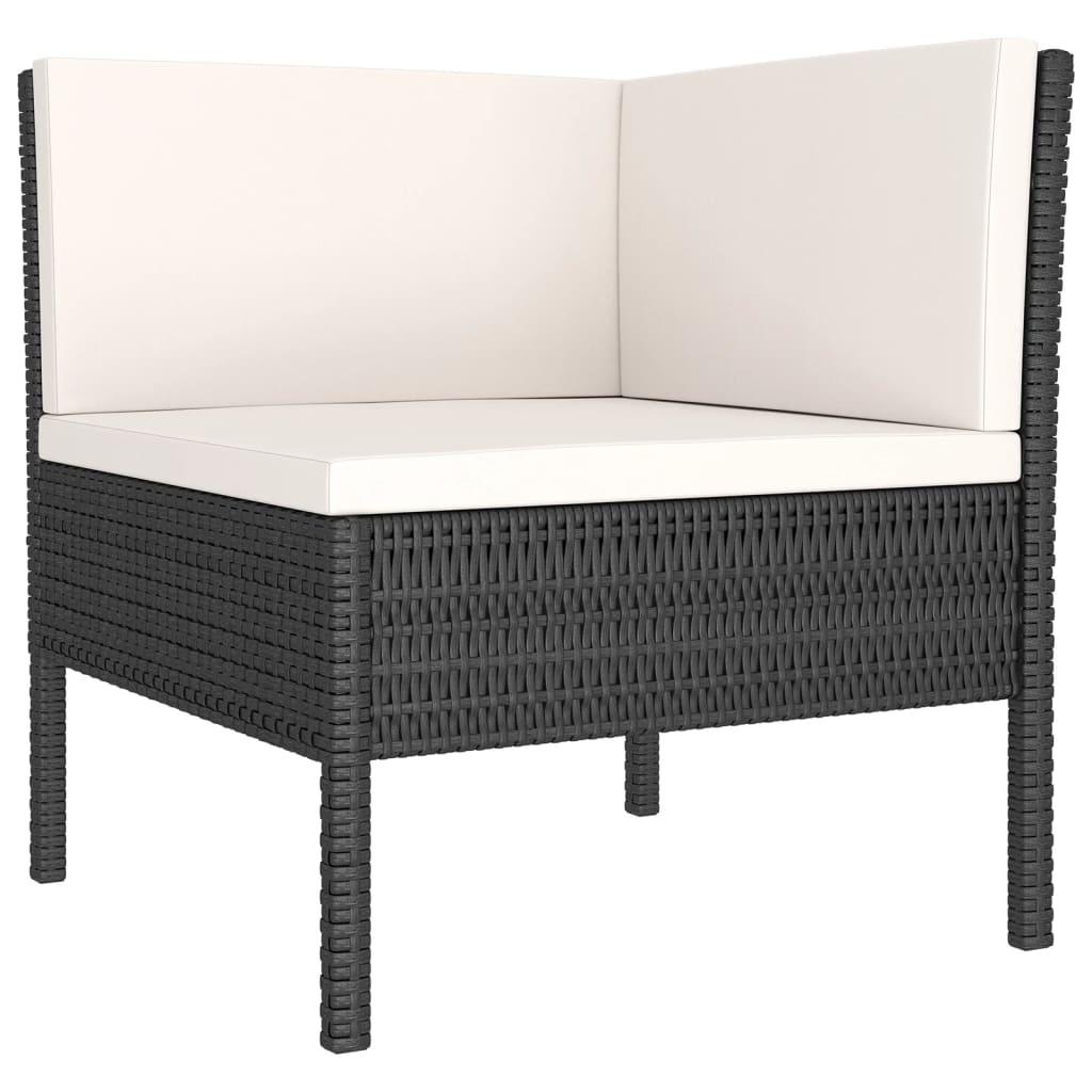 6-tlg. Garten-Lounge-Set mit Auflagen Poly Rattan Schwarz - Pazzar.ch