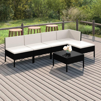 6-tlg. Garten-Lounge-Set mit Auflagen Poly Rattan Schwarz - Pazzar.ch