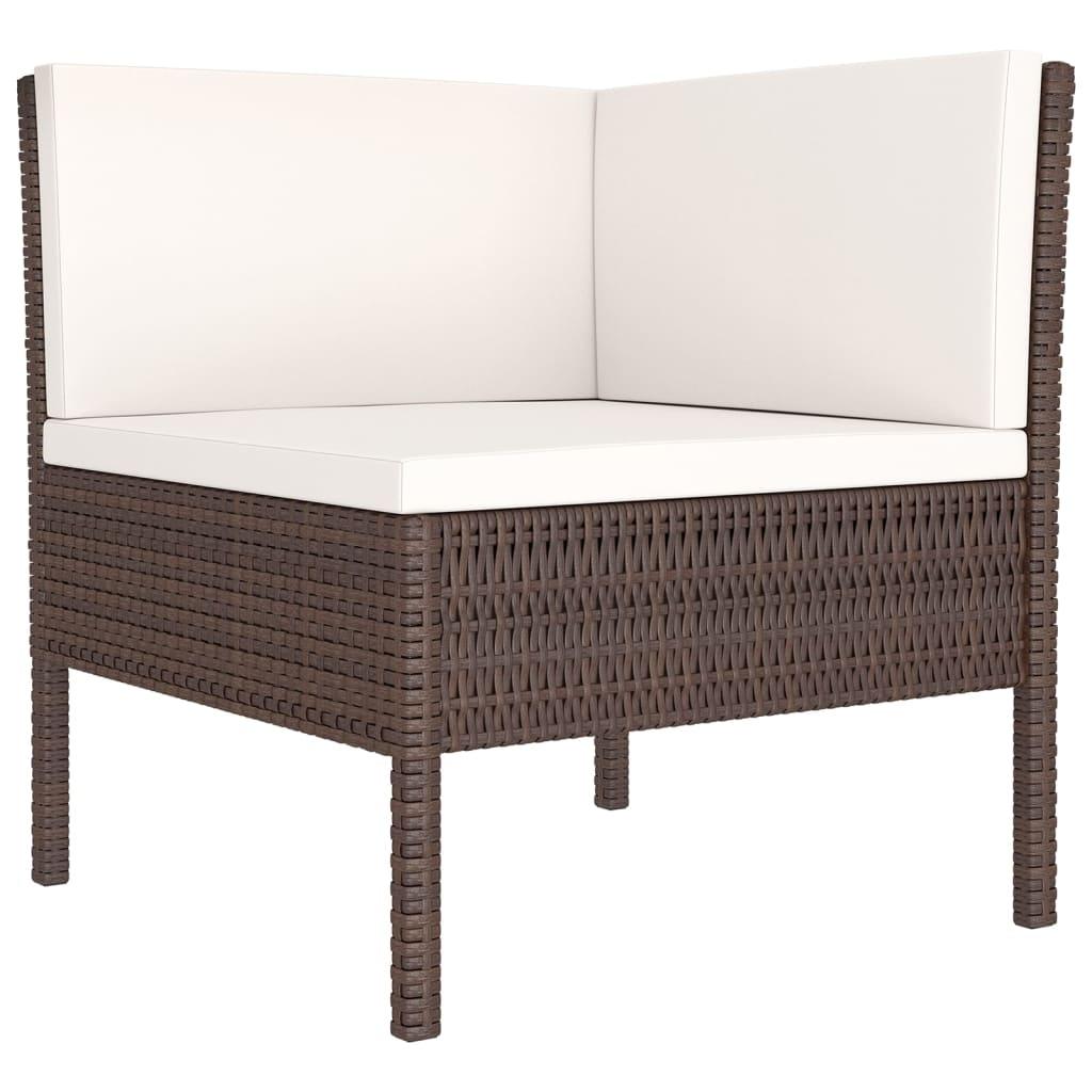 5-tlg. Garten-Lounge-Set mit Auflagen Poly Rattan Braun - Pazzar.ch