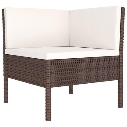 5-tlg. Garten-Lounge-Set mit Auflagen Poly Rattan Braun - Pazzar.ch