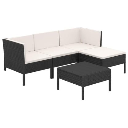 5-tlg. Garten-Lounge-Set mit Auflagen Poly Rattan Schwarz - Pazzar.ch