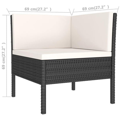 6-tlg. Garten-Lounge-Set mit Auflagen Poly Rattan Schwarz - Pazzar.ch