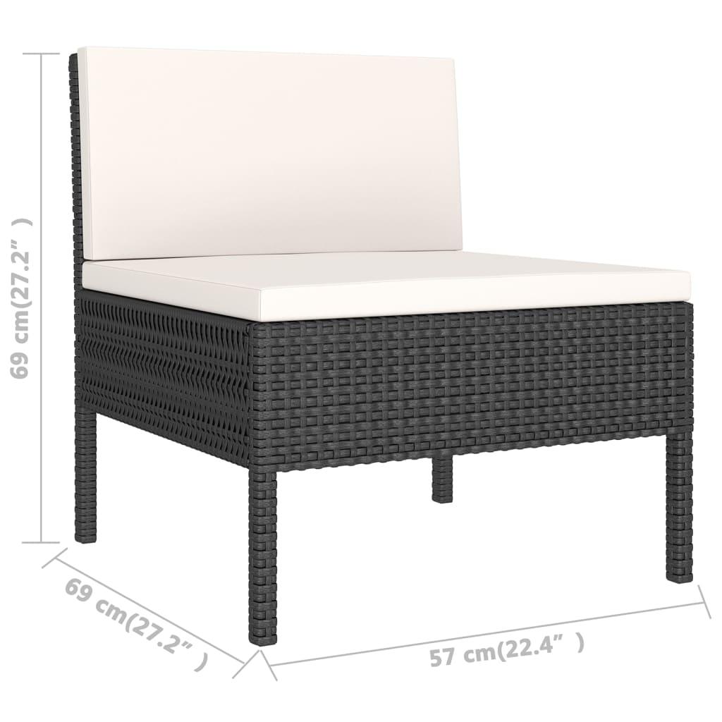 6-tlg. Garten-Lounge-Set mit Auflagen Poly Rattan Schwarz - Pazzar.ch