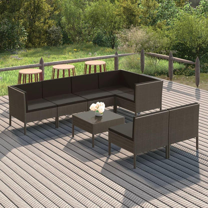 8-tlg. Garten-Lounge-Set mit Auflagen Poly Rattan Grau - Pazzar.ch