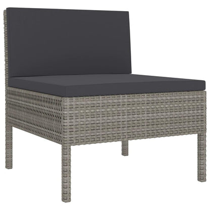 9-tlg. Garten-Lounge-Set mit Auflagen Poly Rattan Grau - Pazzar.ch