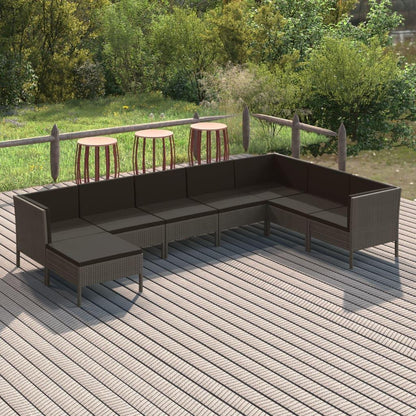 8-tlg. Garten-Lounge-Set mit Auflagen Poly Rattan Grau - Pazzar.ch