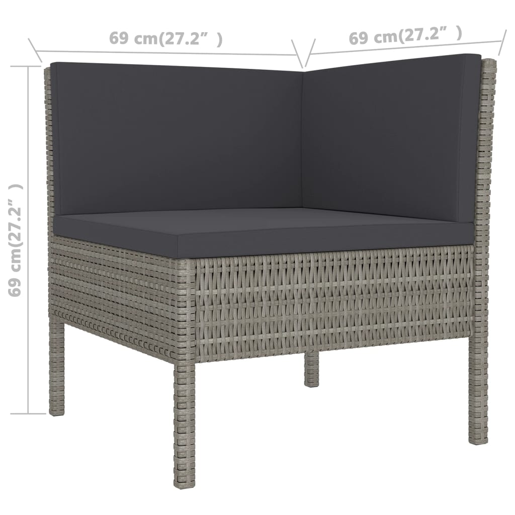 9-tlg. Garten-Lounge-Set mit Auflagen Poly Rattan Grau - Pazzar.ch