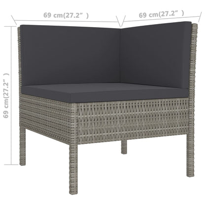 9-tlg. Garten-Lounge-Set mit Auflagen Poly Rattan Grau - Pazzar.ch