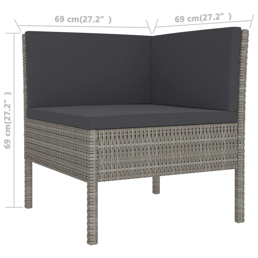 9-tlg. Garten-Lounge-Set mit Auflagen Poly Rattan Grau - Pazzar.ch