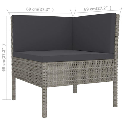 9-tlg. Garten-Lounge-Set mit Auflagen Poly Rattan Grau - Pazzar.ch