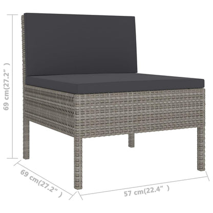 9-tlg. Garten-Lounge-Set mit Auflagen Poly Rattan Grau - Pazzar.ch
