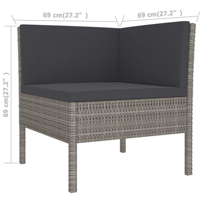 11-tlg. Garten-Lounge-Set mit Auflagen Poly Rattan Grau - Pazzar.ch