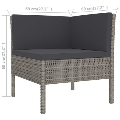 11-tlg. Garten-Lounge-Set mit Auflagen Poly Rattan Grau - Pazzar.ch