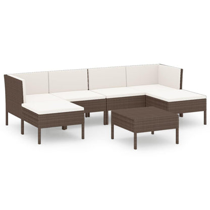 7-tlg. Garten-Lounge-Set mit Auflagen Poly Rattan Braun - Pazzar.ch