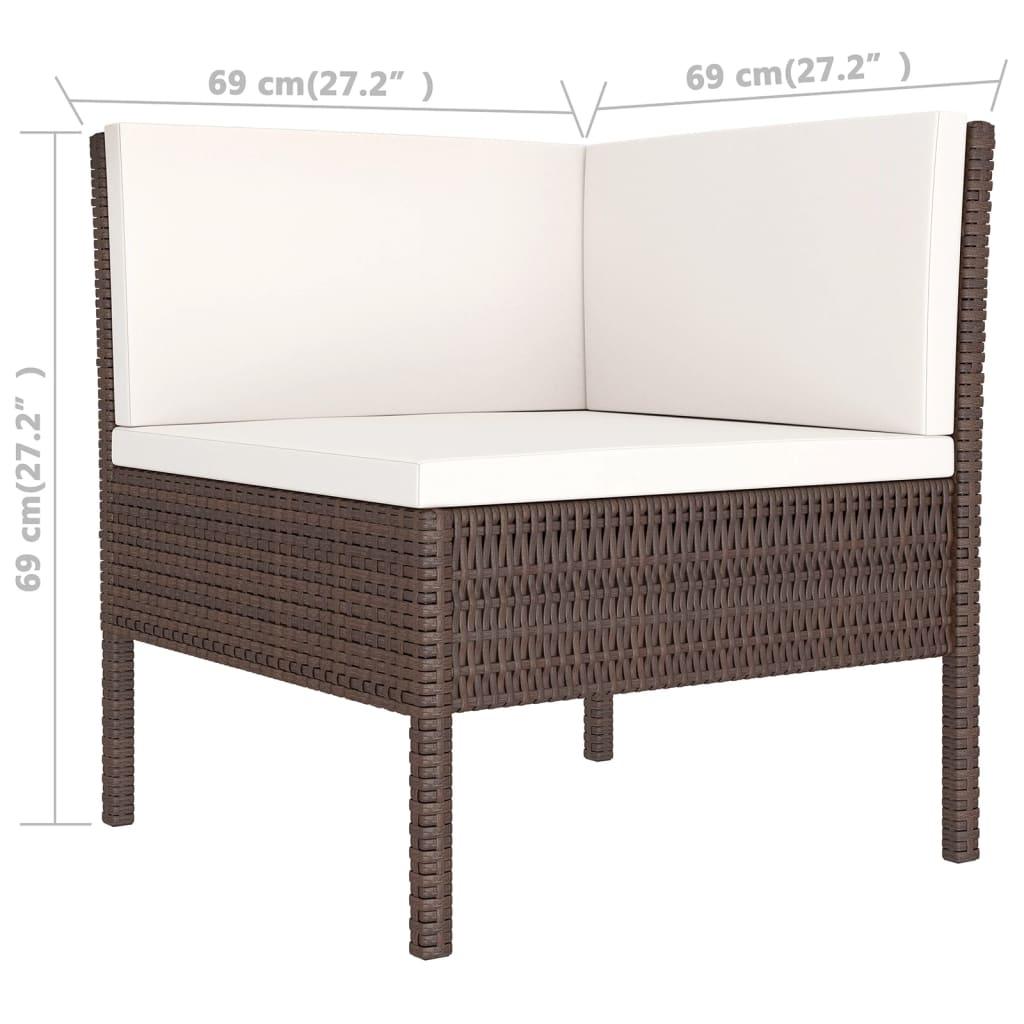 7-tlg. Garten-Lounge-Set mit Auflagen Poly Rattan Braun - Pazzar.ch