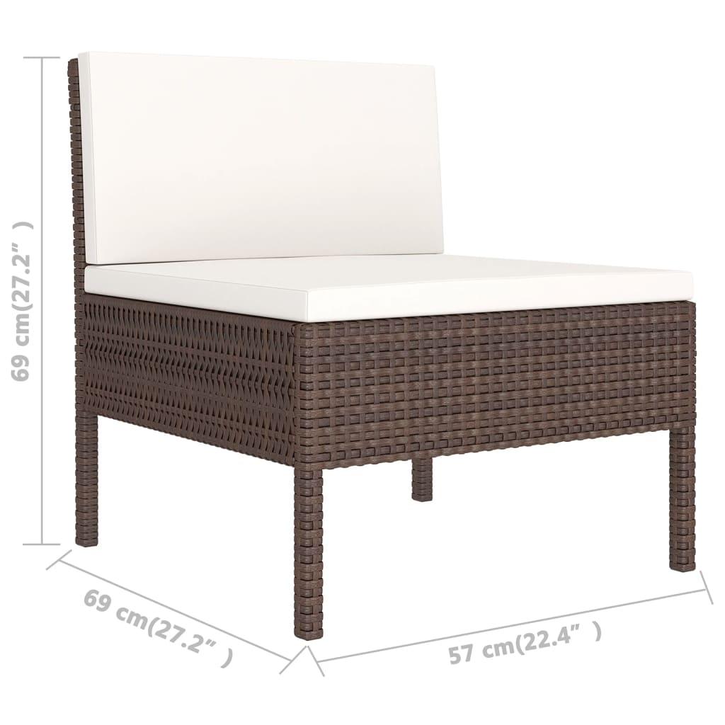 7-tlg. Garten-Lounge-Set mit Auflagen Poly Rattan Braun - Pazzar.ch