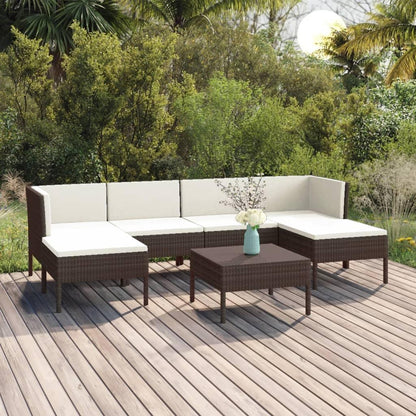 7-tlg. Garten-Lounge-Set mit Auflagen Poly Rattan Braun - Pazzar.ch