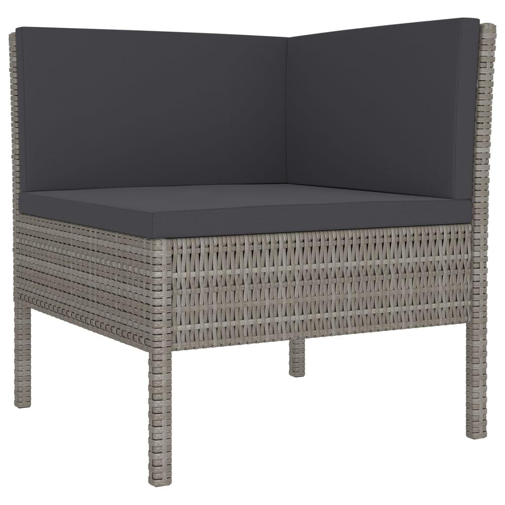7-tlg. Garten-Lounge-Set mit Auflagen Poly Rattan Grau - Pazzar.ch