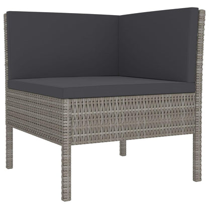 7-tlg. Garten-Lounge-Set mit Auflagen Poly Rattan Grau - Pazzar.ch