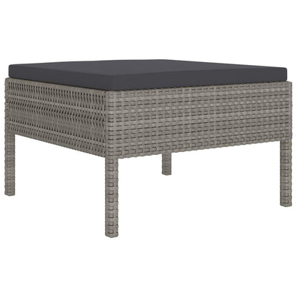 7-tlg. Garten-Lounge-Set mit Auflagen Poly Rattan Grau - Pazzar.ch