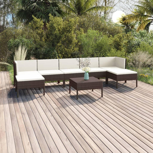 8-tlg. Garten-Lounge-Set mit Auflagen Poly Rattan Braun - Pazzar.ch
