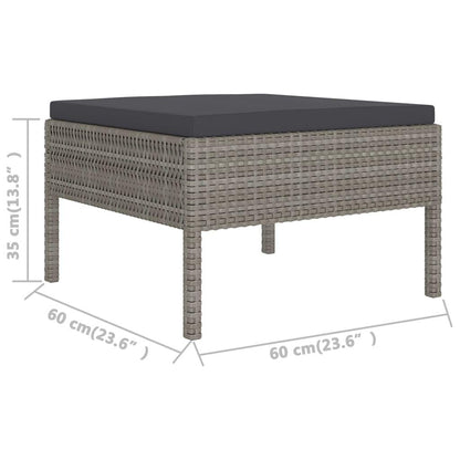 10-tlg. Garten-Lounge-Set mit Auflagen Poly Rattan Grau - Pazzar.ch