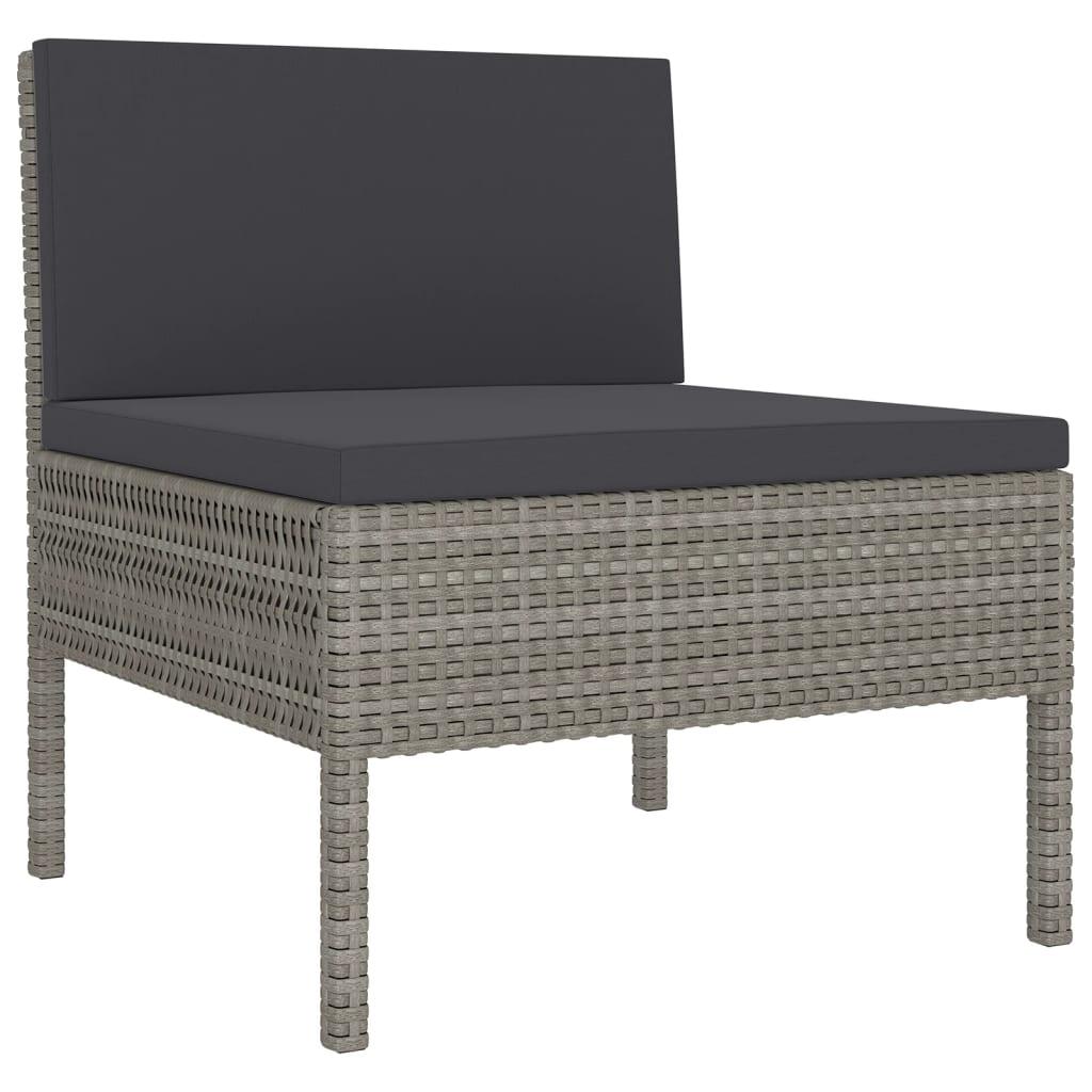 11-tlg. Garten-Lounge-Set mit Auflagen Poly Rattan Grau - Pazzar.ch