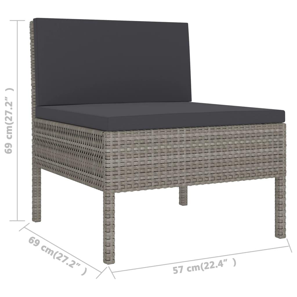 11-tlg. Garten-Lounge-Set mit Auflagen Poly Rattan Grau - Pazzar.ch