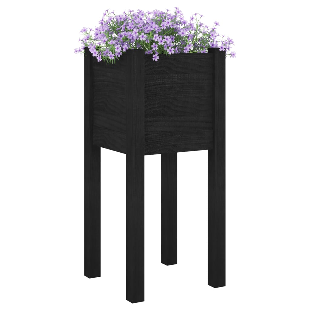Pflanzkübel 2 Stk. Schwarz 31x31x70 cm Massivholz Kiefer - Pazzar.ch