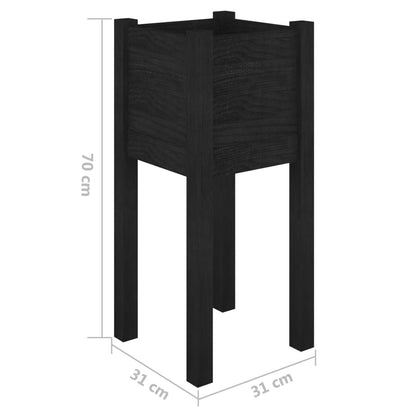 Pflanzkübel 2 Stk. Schwarz 31x31x70 cm Massivholz Kiefer - Pazzar.ch