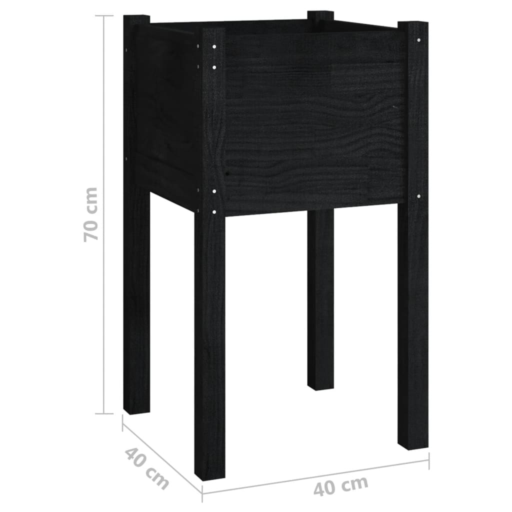 Pflanzkübel 2 Stk. Schwarz 40x40x70 cm Massivholz Kiefer - Pazzar.ch