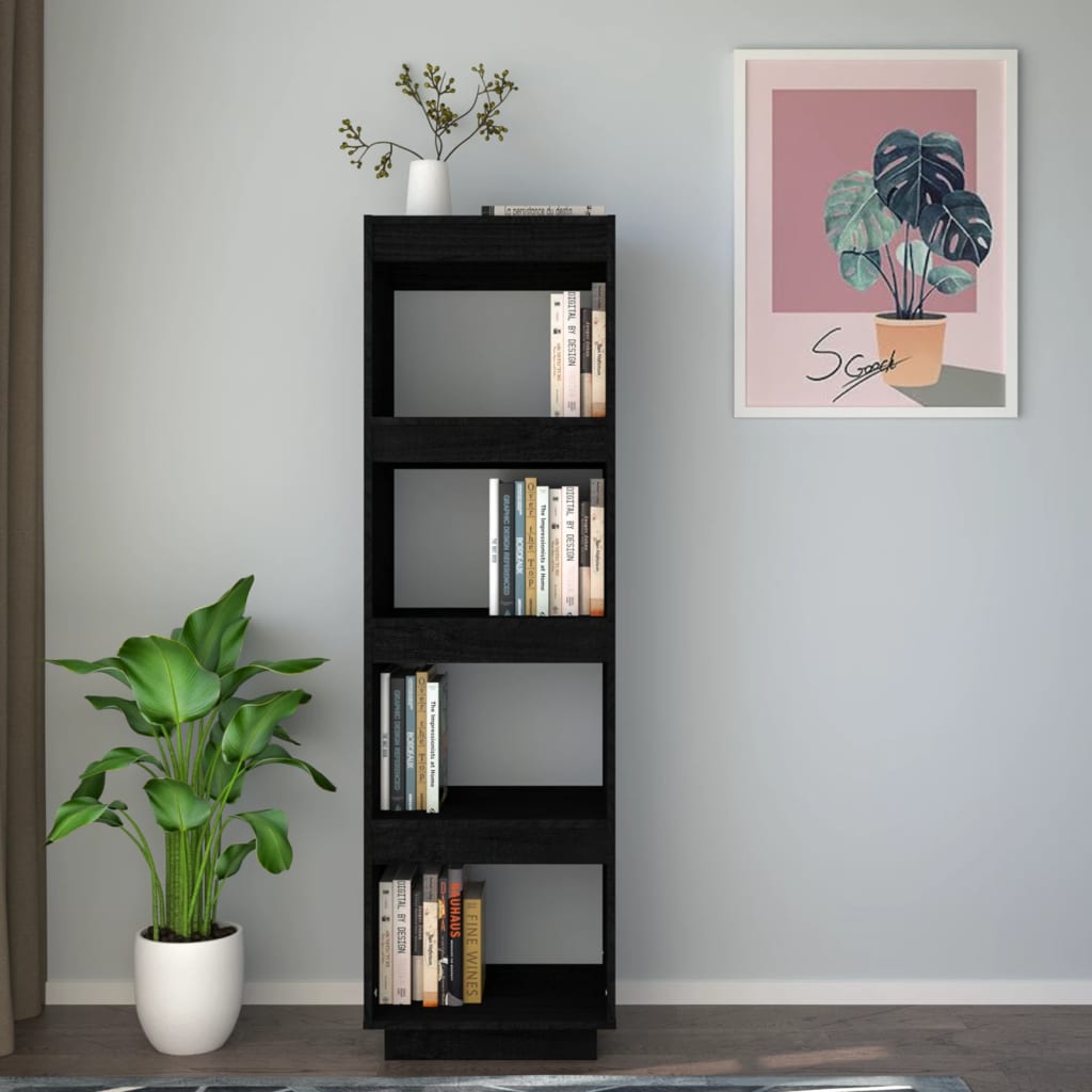 Bücherregal/Raumteiler Schwarz 40x35x135 cm Massivholz Kiefer - Pazzar.ch