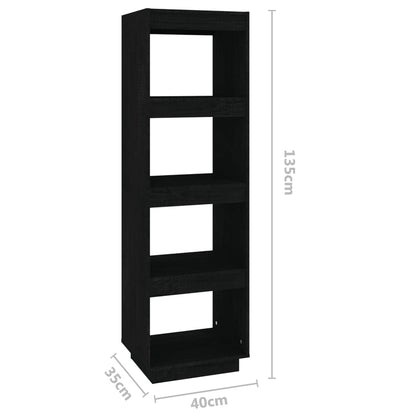 Bücherregal/Raumteiler Schwarz 40x35x135 cm Massivholz Kiefer - Pazzar.ch