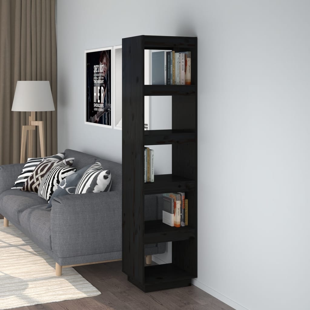 Bücherregal/Raumteiler Schwarz 40x35x167 cm Massivholz Kiefer - Pazzar.ch