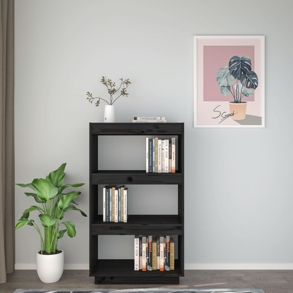 Bücherregal/Raumteiler Schwarz 60x35x103 cm Massivholz Kiefer - Pazzar.ch