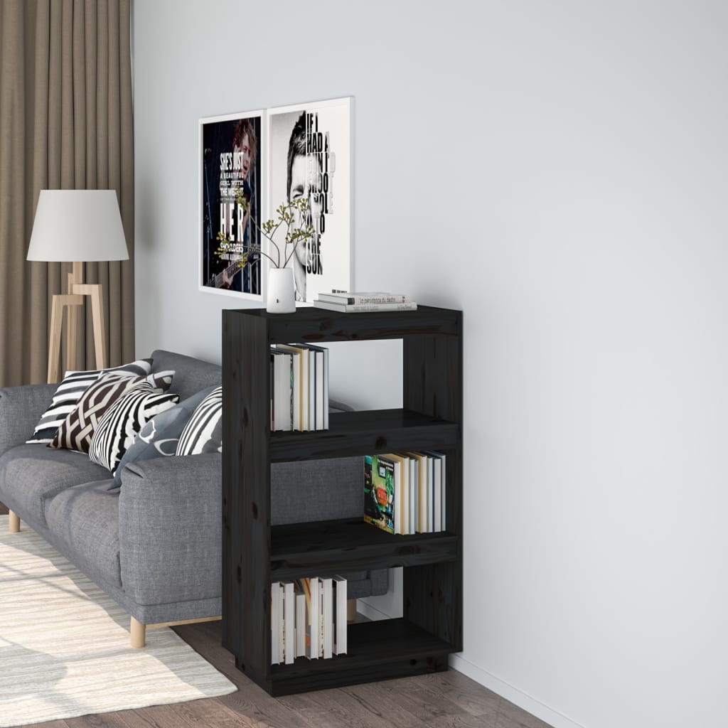 Bücherregal/Raumteiler Schwarz 60x35x103 cm Massivholz Kiefer - Pazzar.ch