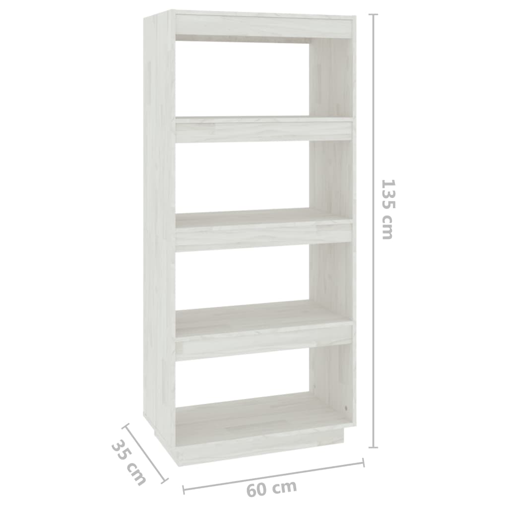 Bücherregal/Raumteiler Weiß 60x35x135 cm Massivholz Kiefer - Pazzar.ch