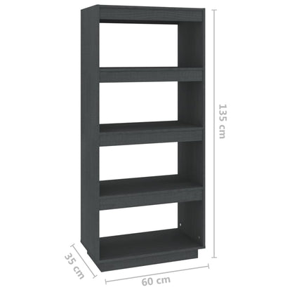 Bücherregal/Raumteiler Grau 60x35x135 cm Massivholz Kiefer - Pazzar.ch