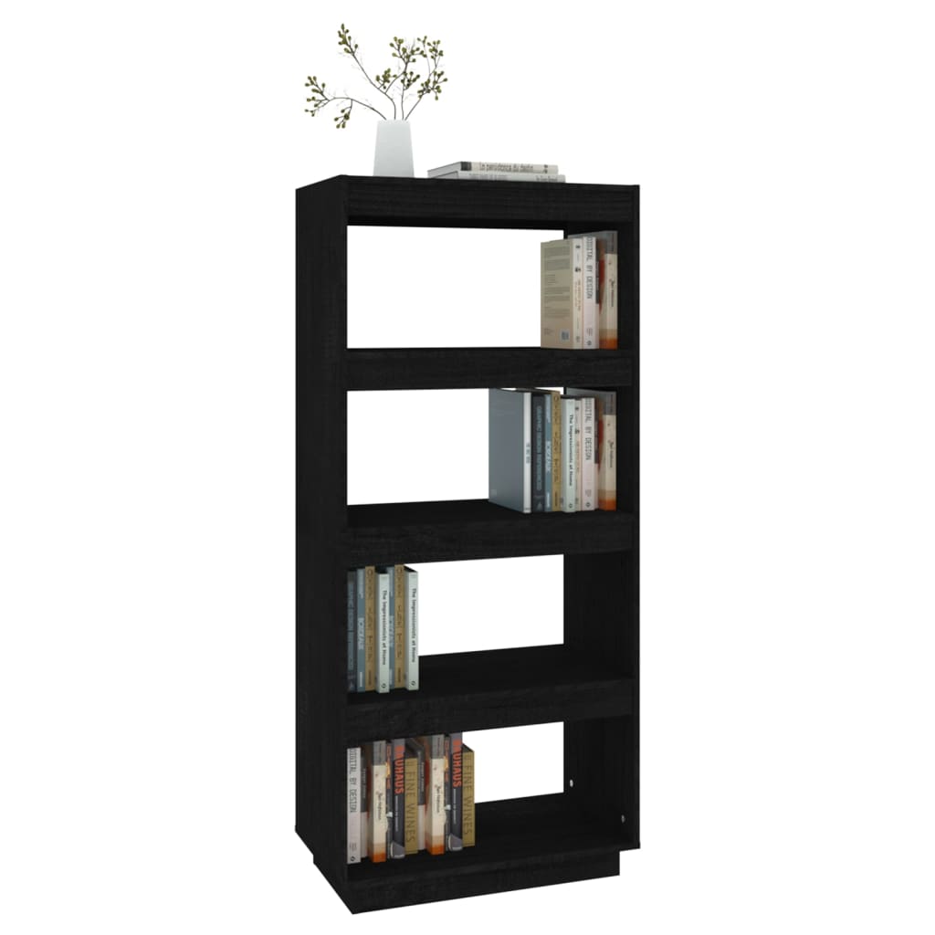 Bücherregal/Raumteiler Schwarz 60x35x135 cm Massivholz Kiefer - Pazzar.ch