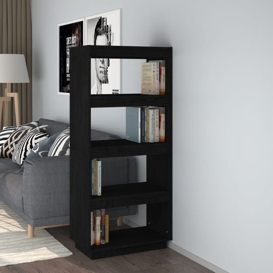 Bücherregal/Raumteiler Schwarz 60x35x135 cm Massivholz Kiefer - Pazzar.ch