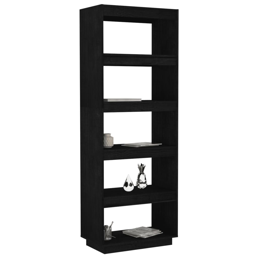 Bücherregal/Raumteiler Schwarz 60x35x167 cm Massivholz Kiefer - Pazzar.ch